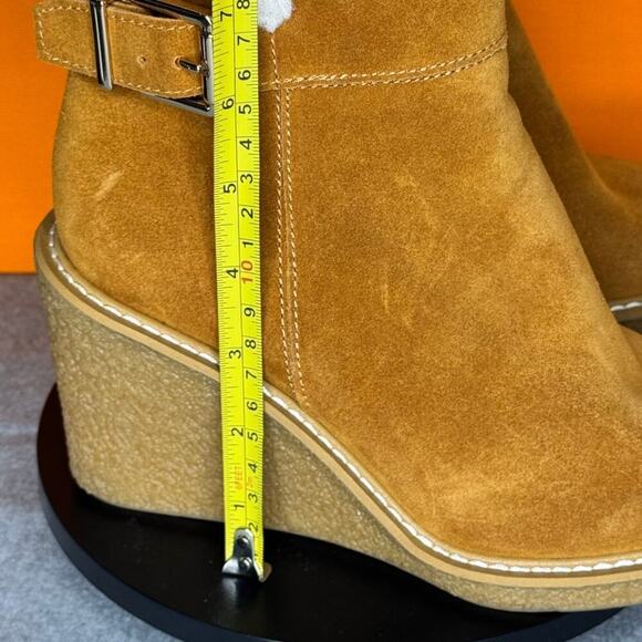 Franco Sarto Ulayna Suede Leather Buckle Wedge Bootie Size 6.5 EU 36.5 - Picture 5 of 8
